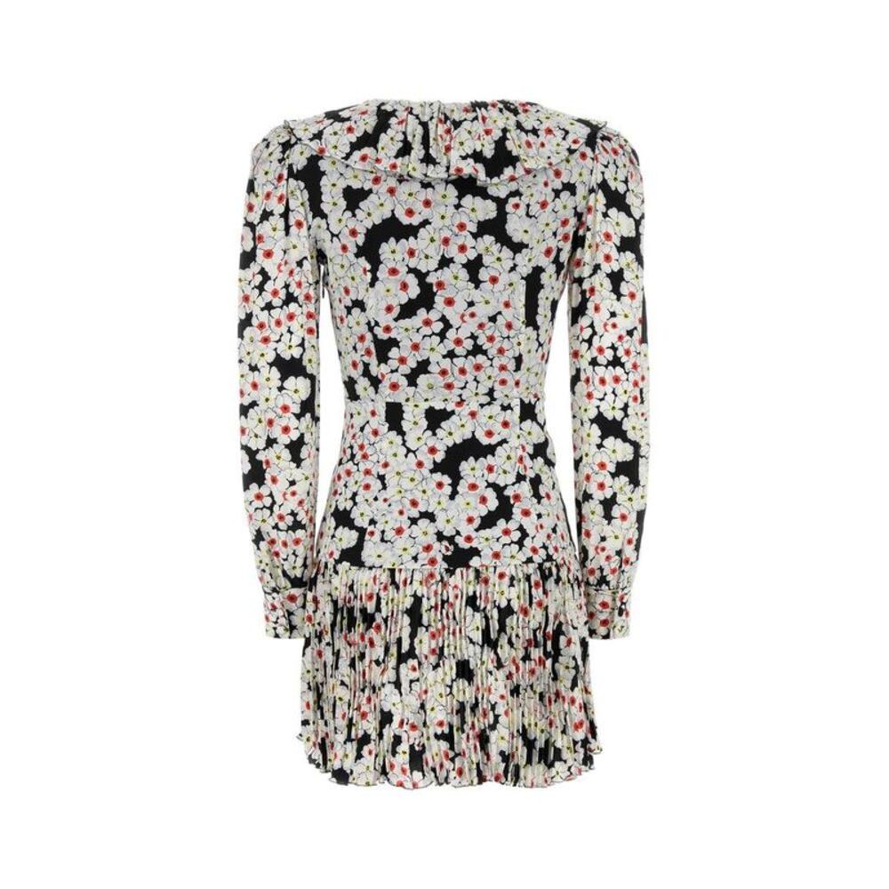 ALESSANDRA RICH Floral Print Ruffled Neck Mini Dress Women FLORAL Dresses